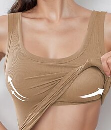 preiswerte -Damen Camisole-Tanktop Einfarbig Täglich Stilvoll Lässig Ärmellos Rundausschnitt Normale Oberteile Täglich Schwarz Weiß Blau Kamel Sommer