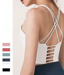 economico -Per donna Reggiseno da yoga Carro armato Reggiseno Pilates Intimo / Maglia Intima Supporto medio Traspirante Criss-Cross Back Colore Solido / Tinta Unita Sport Abbigliamento sportivo Nero Bianco