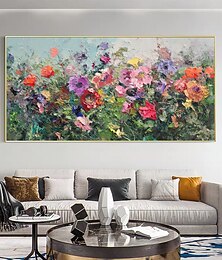 abordables -Peinture à l'huile faite à la main sur toile, décoration murale, peinture abstraite de fleurs colorées, peinture de paysage floral pour la décoration intérieure, peinture roulée sans cadre, peinture