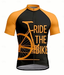 baratos -Homens Camisa para Ciclismo Manga Curta Moto Camisa / Roupas Para Esporte Blusas com 3 bolsos traseiros Resistente a UV Secagem Rápida Zíper Frontal Tiras Refletoras Laranja Esportes Roupa