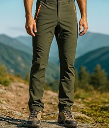 abordables -Hombre Pantalones para senderismo pantalones de senderismo Pantalones de lluvia para senderismo Al aire libre Ajuste regular Impermeable Resistente al Viento Ligero Prendas de abajo Bolsillo Negro