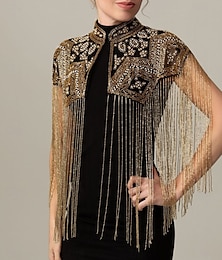 billige -Retro / vintage De livlige 20-årene 1920-tallet Kappe Sjale Den store Gatsby Flapper Girl Paljetter Frynser Dame Jul Halloween Karneval Bryllup Aftenselskap Maskerade Voksen