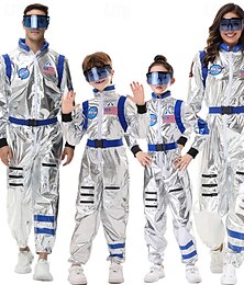 abordables -costume d'astronaute pour couple, combinaison, costume de carnaval, combinaison avec masque, costumes de groupe, combinaison spatiale argentée pour hommes et femmes avec patchs brodés