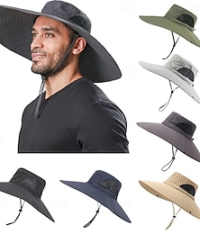 abordables -1 sombrero para el sol para hombre, sombrero de pesca, sombrero de pescador, sombrero de senderismo, sombrero de malla con cordón de ala ancha, protector solar para verano al aire libre, transpirable,