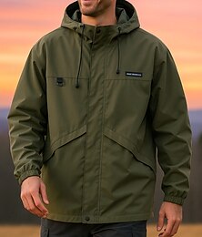 preiswerte -Herren Softshelljacke Wanderjacke Außen Wasserdicht Winddicht Wanderoutfits Wanderbekleidung Frühling Herbst Jacke Jagd Klettern Laufen Einfarbig Schwarz Armeegrün