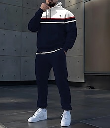 abordables -Hombre Bloque de color 2 piezas Conjuntos de sudaderas 3D Chándal Sudadera con capucha Manga Larga Pantalones largos Con Capucha Deportivo Casual / Diario Ropa Deportiva Impresión 3D Primavera Otoño