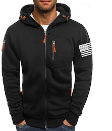 abordables -Hombre Sudadera Sudadera con capucha y cremallera completa Negro Blanco Vino Verde Ejército Azul Marino Con Capucha Bandera Cerrar Bolsillo Deporte Diario Festivos Poliéster Ropa de calle Básico