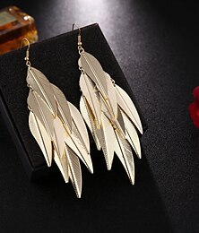 abordables -Boucles d'oreilles pendantes classiques en forme de feuille, bijoux en argent/or pour fête, travail, cadeau, bal, festival