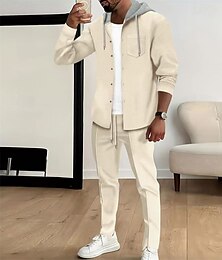 economico -Per uomo Giacca Leggera Giacca a nido d'ape Giacca Casual Set Vacanza Quotidiano Traspirante Tasca 2 Pezzi Primavera Autunno Semplice Moda Classico Con Cappuccio Regolare Nero Bianco Blu reale Cachi