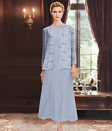 economico -Abito da sposa in due pezzi con paillettes e pizzo, elegante, semplice e lussuoso, in chiffon, con scollo a barca, lunghezza midi, senza maniche, con giacca a maniche lunghe 2025
