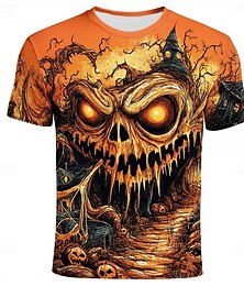 levne -Halloween Pánské 3D tisk Dýně 3D Tričko Krátký rukáv tričko 3D tisk Tričkový Košile Přehnaný Designové Horor Párty ulice Ležérní Oranžová 3 Oranžová Oranžová 2 Léto Jaro Celý rok Oblečení S M L XL