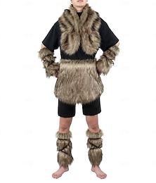 economico -Retrò Vintage Medievale Rinascimento Abiti Costume in pelliccia sintetica Guerriero Vichingo Per uomo Vichingo Halloween Carnevale Performance Feste LARP Adulti Scialle Scaldamuscoli Altri Accessori