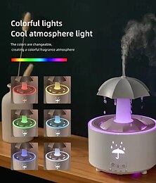 baratos -Máquina de aromaterapia com gotas de chuva coloridas, umidificador rotativo com controle remoto, purificador de reposição de água para escritório em casa