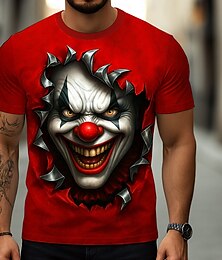 preiswerte -Halloween Herren Optische Täuschung 3D Clown T Shirt Kurzarm T-Shirt 3D-Druck Rundhalsausschnitt Hemd Übertrieben Designer Horror Party Straße Lässig Weiß Blau Grün Sommer Frühling Ganzjahres