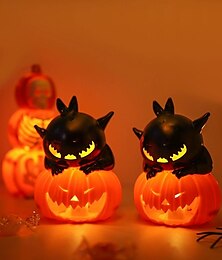 abordables -2 linternas de calabaza de Halloween, accesorios de decoración para el hogar, luz de vela electrónica, suministros para fiestas de festivales de fantasmas, bar, decoraciones para casas embrujadas, luz