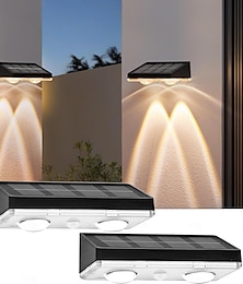 abordables -Luces solares de pared, luces solares para cercas, luces solares para exteriores, impermeables, LED que cambian de color, luz solar para terraza, patio, pared, escalón, patio, barandilla, piscina,