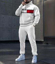 abordables -Hombre Bloque de color 2 piezas Conjuntos de sudaderas 3D Chándal Sudadera con capucha Manga Larga Pantalones largos Con Capucha Casual / Diario Ropa Deportiva Impresión 3D Primavera Otoño Invierno