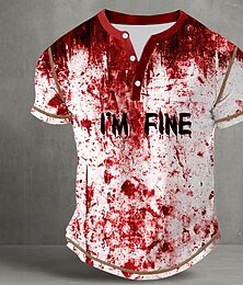 economico -Per uomo Halloween Schizzi di sangue Divertente Macchie di sangue Maglia Henley Maglietta Manica Corta Vintage Moda Designer All'aperto Casuale Quotidiano Primavera & Autunno Tutte le stagioni Bianco