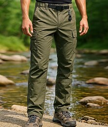 abordables -Hombre Pantalones cargo Pantalones para senderismo Pantalones de lluvia para senderismo Al aire libre Ajuste regular Impermeable Resistente al Viento Ligero Prendas de abajo Bolsillo Verde Ejército