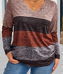 ieftine -Pentru femei Plus Size Topuri Tricou Geometrie Imprimeu Manșon Lung În V Casual Zilnic Poliester Toamnă Iarnă Galben Albastru piscină