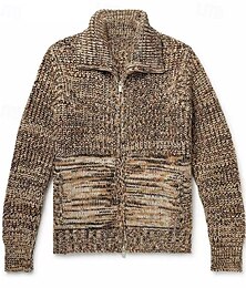billige -Herre Genser Cardigan Genser Riflet Strikke Vanlige topper Strikket عادي Brettelig Krage Ferie Mote Avslappet Dagligdagstøy Klær Vår & Vinter Svart Rød M L XL