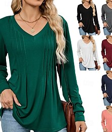economico -Per donna Maglietta Semplice Moda Moderno Manica Corta Scollo a V Top Regolari Quotidiano Tunica Nero Bianco Verde Estate