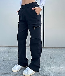 abordables -Mujer Pantalones cargo Pantalones para senderismo Al aire libre Ajuste regular Impermeable Prendas de abajo Bolsillo Cintura elástica Negro Verde Ejército Camping / Senderismo Corriendo S M L