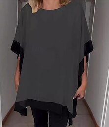 economico -Per donna Maglietta Blocco di colori Moda Moderno Manica Corta Girocollo Top Regolari Quotidiano Uscire Abbigliamento mare Patchwork Nero Bianco Rosso Verde Grigio Estate