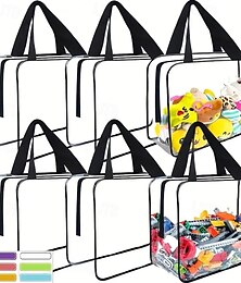 abordables -Lot de 6 sacs de rangement transparents en PVC à fermeture éclair, sacs organisateurs réutilisables de grande capacité pour le rangement à domicile, les voyages, la plage et l'emballage des bagages
