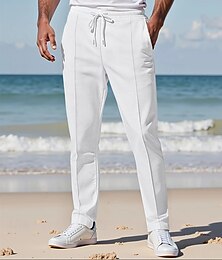 economico -Per uomo Pantaloni da tuta Pantaloni Pantaloni plissettati Pantaloni a Nido d'Ape Tasca Elastico in vita Coulisse Semplice Comodità Sport all'Aperto Quotidiano Moda Casual Nero Bianco Micro-elastico