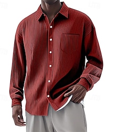 economico -Per uomo Camicia Camicia Estiva Camicia casual Camicia da Spiaggia Camicia con Bottoni Nero Bianco Rosso Blu marino Blu Manica Lunga Semplice Bavero Vacanza Camicia hawaiana Tasca Abbigliamento