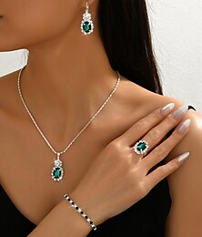 ieftine -Seturi de bijuterii de mireasă 4 Diamante Artificiale 1 Colier 1 Brățară 1 Inel Cercei Pentru femei Epocă Personalizat Clasic Încântător Clasic Iubire Prețios Set de bijuterii Pentru Nuntă Muncă Cadou