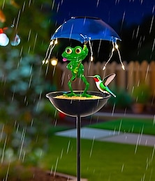 economico -1 pz. Luce decorativa da giardino in ferro per esterni, con ombrello solare impermeabile, per rane, da cortile, da giardino