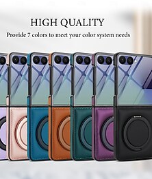 abordables -teléfono Funda Para Samsung galaxia Z Flip 7 Z Flip 6 Z Flip 5 Z Flip 4 Z Flip 3 Funda Trasera Soporte de carga inalámbrica Caballete Antigolpes Retro TPU Cuero de PU