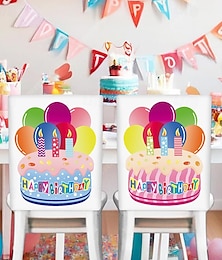 economico -Coprisedie per feste di compleanno con cartoni animati - design a mezzo busto in velluto color pesca per il compleanno &decorazioni natalizie, fodere rimovibili per sedie da pranzo per cucina o sala