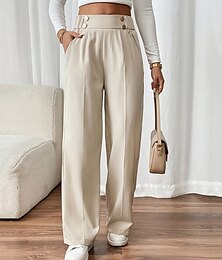 economico -Per donna Gamba larga Pantaloni Pantaloni Palazzo Moda Streetwear Lunghezza intera Vita Alta Semplice Tasca Elastico in vita Traspirabilità Confortevole Streetwear Abbigliamento quotidiano Uscire
