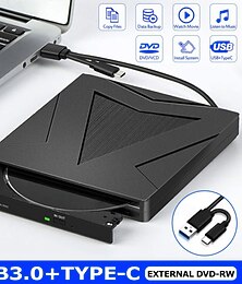 economico -Lettore DVD esterno USB3.0 tipo C, masterizzatore DVD-RW per uso domestico, lettore e registratore a due porte per computer portatile.