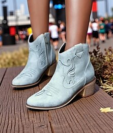 olcso -női világoskék velúr western bokacsizma – hímzett, hegyes orrú cowboy csizma country koncertekre, fesztiválokra és szabadtéri őszi szettekhez