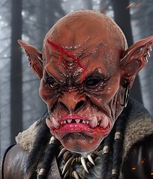 abordables -Montruo Diablo Orco Víspera de Todos los Santos Máscara Máscara realista Horror Terrorífico Cabeza completa Adulto Hombre Víspera de Todos los Santos Carnaval Rendimiento Fiesta Disfraces fáciles de