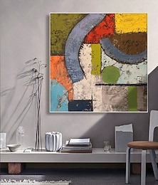 abordables -Peinture à l'huile faite à la main sur toile, décoration murale moderne carrée abstraite pour la maison, décoration de salle à manger, peinture roulée sans cadre non tendue
