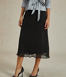 voordelige -Dames Ruimvallend Elegant Midi Hoge taille Rokken Inelastisch Zwart Zomer Chiffon