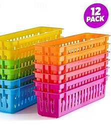 economico -12 scatole portapenne per l'aula, regalo per il ritorno a scuola, organizer da scrivania rettangolari in plastica extra-lunghi in 6 colori, porta pastelli e cancelleria per insegnanti, ufficio, casa,