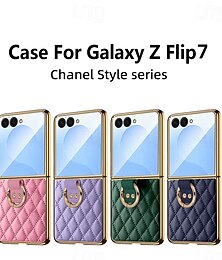 رخيصةأون -هاتف غطاء من أجل سامسونج جالاكسي زد فليب 7 زد فليب 6 Z Flip 5 Z Flip 4 Z Flip 3 غطاء خلفي مشبك حلقة ضد الصدمات مكتب  /  الأعمال TPU جلد PU