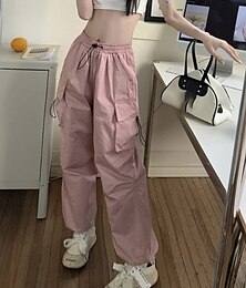 economico -Per donna Pantaloni Cargo Pantaloni Eleganti Streetwear Casual Lunghezza intera Naturale Semplice Tasca Design con Coulisse Elastica Confortevole Streetwear Abbigliamento quotidiano Weekend Rosso