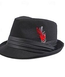 abordables -Hombre Sombrero de fieltro Sombrero de Oktoberfest Amarillo Rojo Poliéster Pluma Moda Casual Calle Diario Color sólido Filtro Solar Transpirable