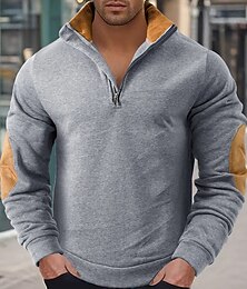 billige -Herre Genser Kvart glidelås genser Svart Vin Kakifarget lysegrå Mørkegrå Halv glidelås Fargeblokk Lapper Sport & Utendørs Daglig Ferie Polyester Gatemote Grunnleggende Fritid Vår Høst Klær Gensere