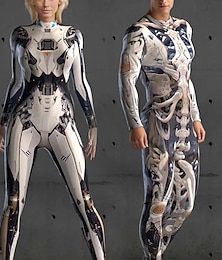 abordables -Traje de robot cyborg de esqueleto de calavera para Halloween, disfraces grupales para parejas, traje de cuerpo entero, disfraz aterrador para hombres, mujeres, niños, adultos, actuación, fiesta,