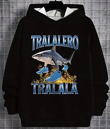 abordables -Garçons 3D Requin Sweat à Capuche manche longue Printemps Automne Mode Streetwear Enfants 4-12 ans À capuche Extérieur Occasionnel Quotidien Coupe régulière