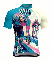 abordables -Homme Maillot de cyclisme Manche Courte Cyclisme Maillot Top avec 3 poches arrière Résistant aux UV Séchage Rapide Fermeture Éclair Frontale Bandes réfléchissantes Bleu Des sports Vêtement Tenue