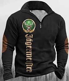 economico -Per uomo Maglia Felpa con zip corta Nero Verde Grigio Mezza zip Renna Lettera Stampato Zip a un quarto Sport & Outdoor Quotidiano Ferie Poliestere Streetwear Essenziale Casual Primavera Autunno
